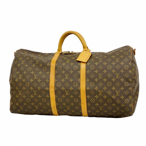 Louis Vuitton Boston Bag Monogram Keepall Bandouliere 60 M41412 Brown Men's W...